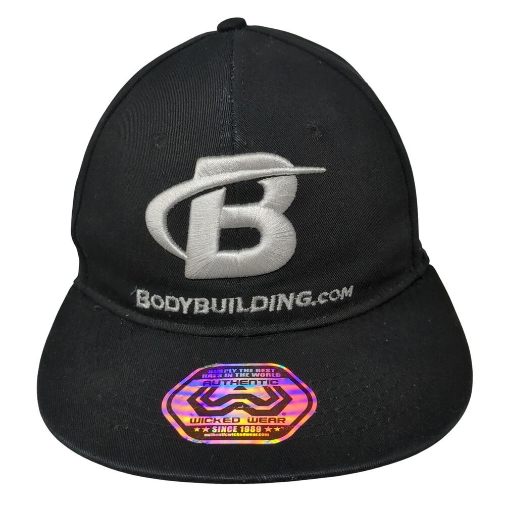 Body Building Snapback Cap Black One Size Embroidered Authentic Wicked Wear